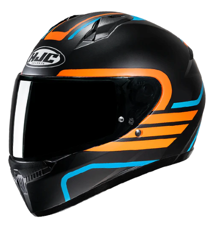 CASCO HJC C10 LITO NEGRO AZUL NARANJA+ PINLOCK VISOR TRANSPARENTE + SPOILER ECE 2206