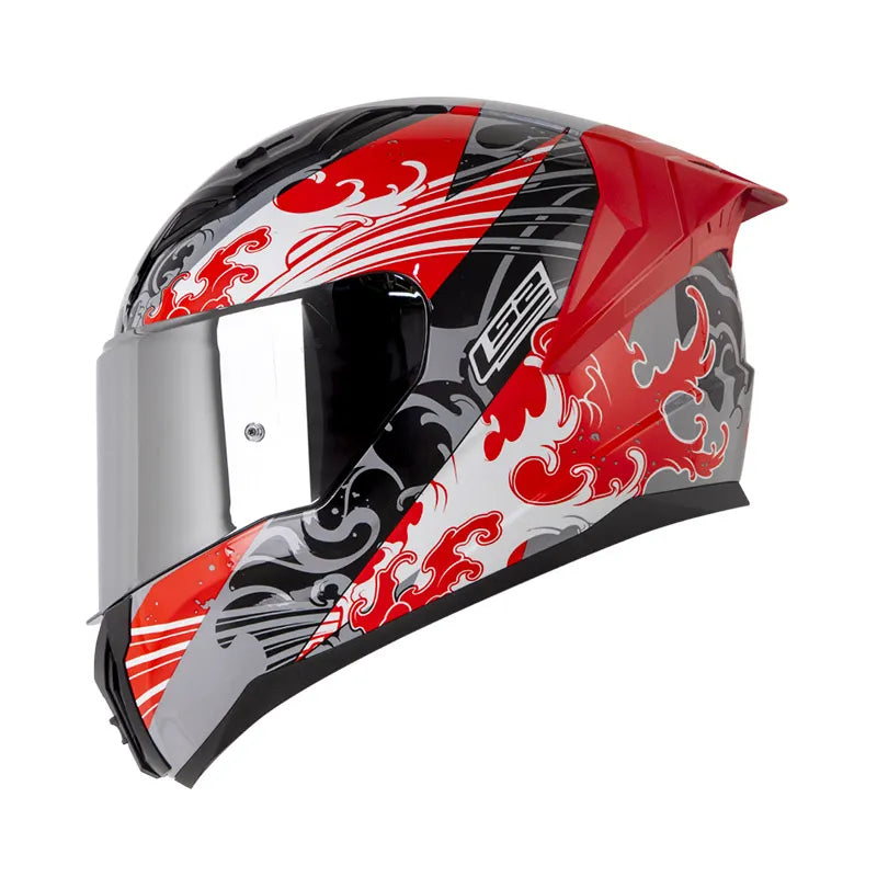 CASCO INTEGRAL LS2 VIGO KAME NEGRO ROJO BRILLANTE VISOR DE COLOR + PINLOCK