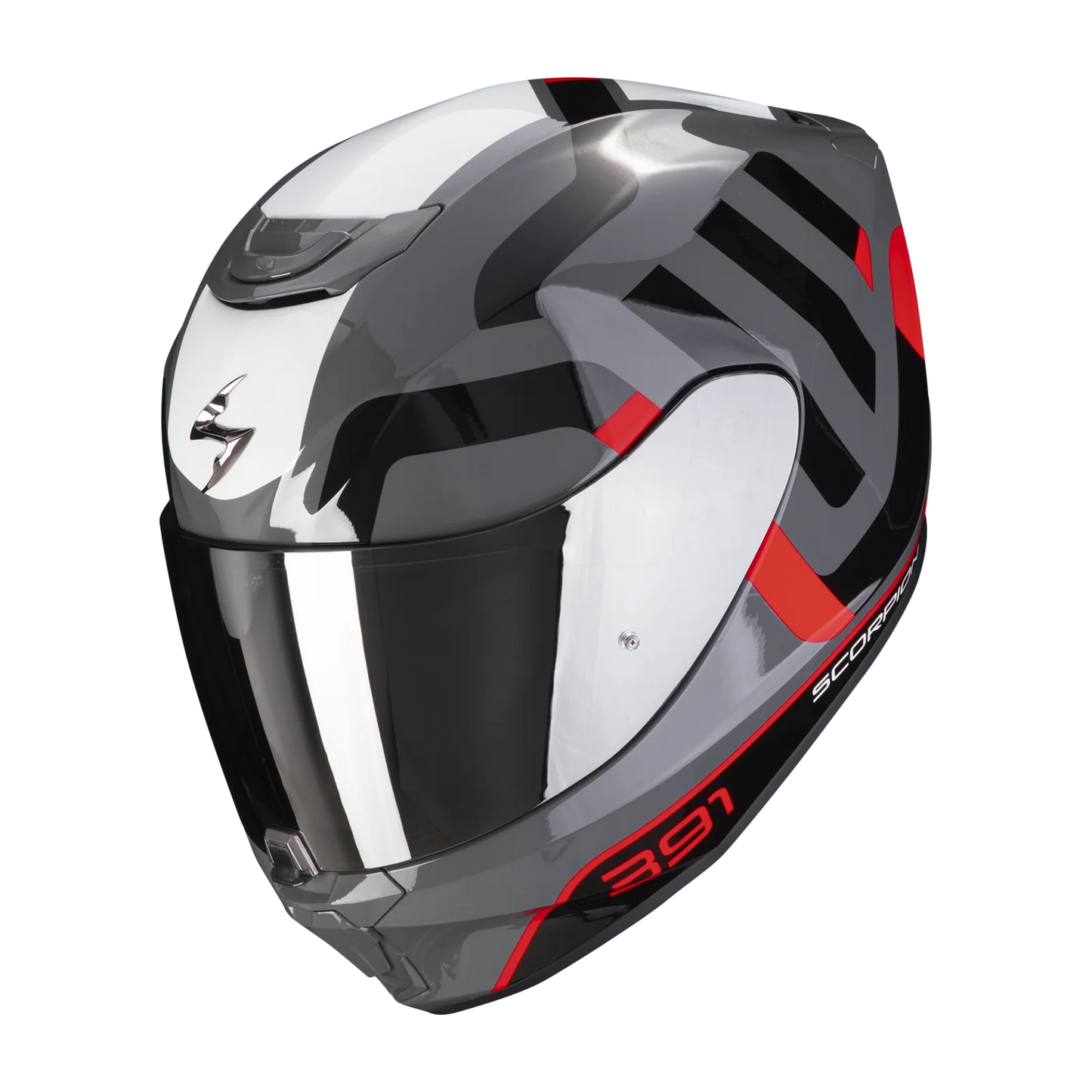 CASCO INTEGRAL SCORPION EXO 391 AROK GRIS/ROJO/NEGRO VISOR TRANSPARENTE