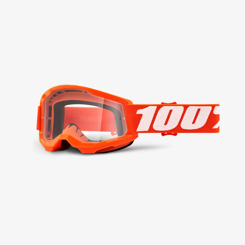 GOGGLES 100% STRATA 2 NARANJA LENTE CLEAR PARA NIÑOS