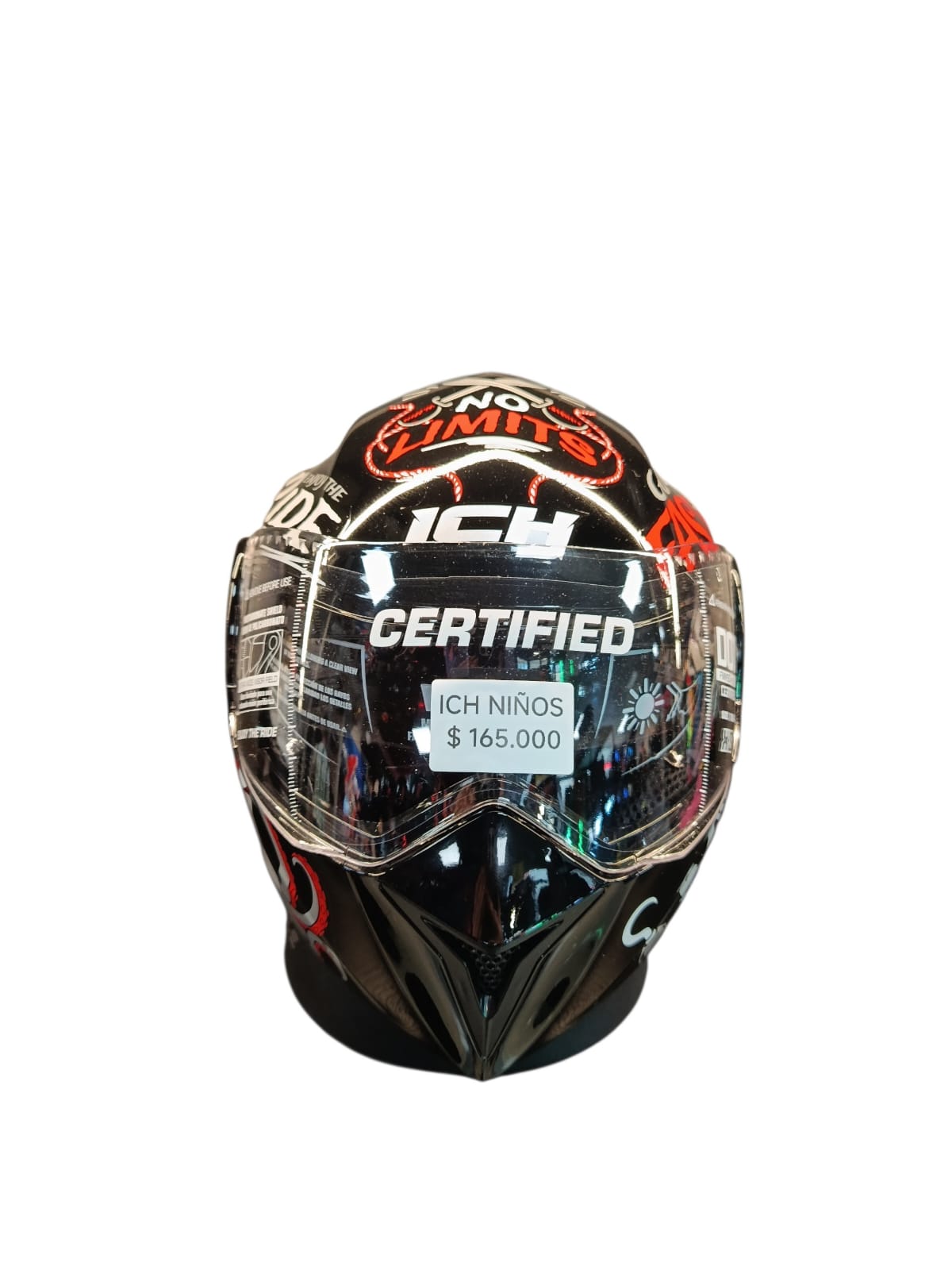 CASCO NIÑO/A ABATIBLE ICH 3110S KIDS PIRATAS ROJO GRIS NEGRO BRILLANTE