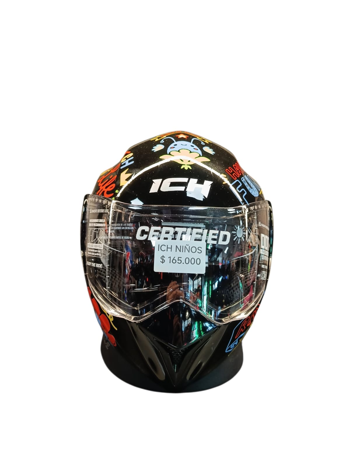 CASCO NIÑO/A ABATIBLE ICH 3110S KIDS NATURALEZA COLORES NEGRO BRILLANTE