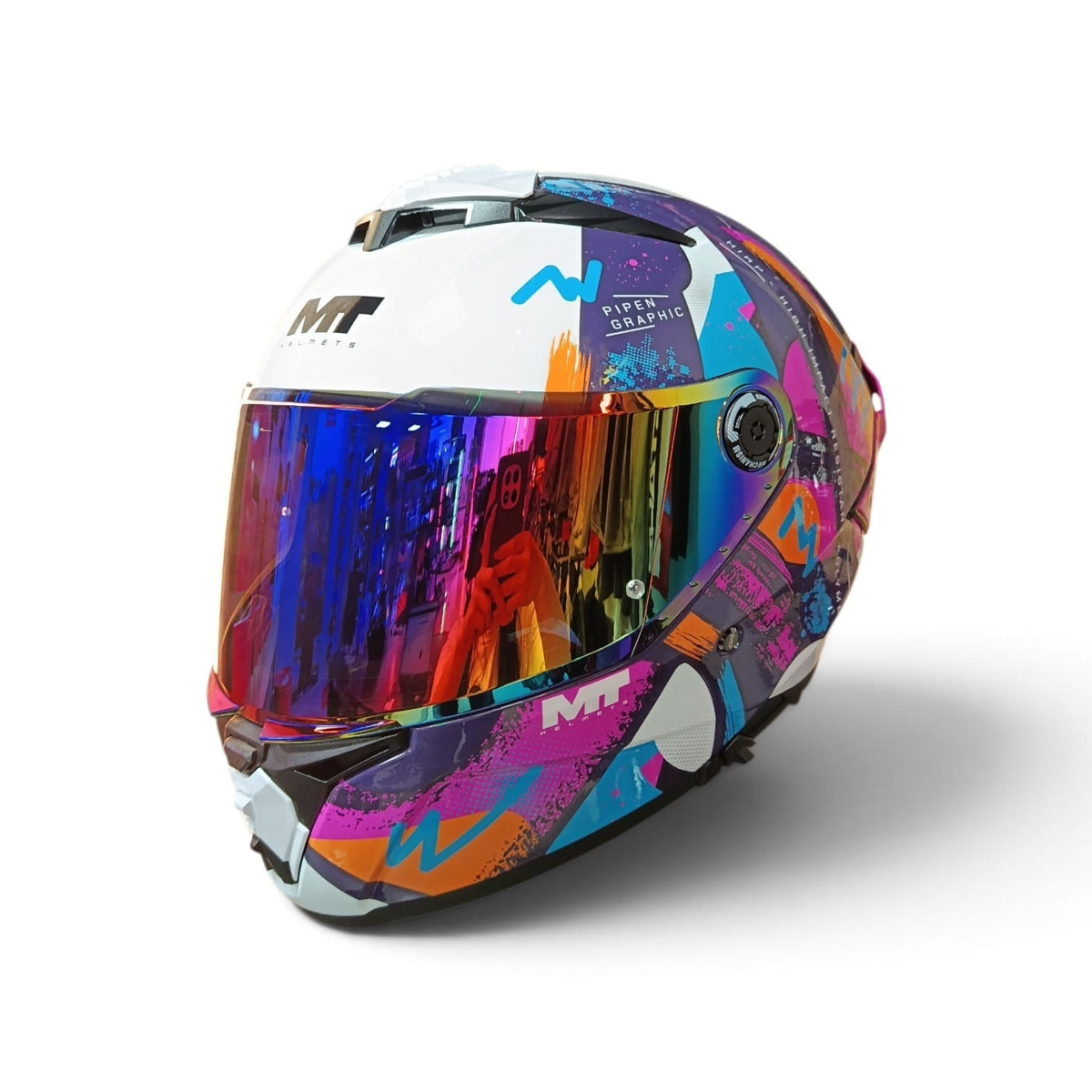 VISOR DE COLOR AZUL RAINBOW PARA MT THUNDER 4 SV - MT STINGER 2 - MT BRAKER SV