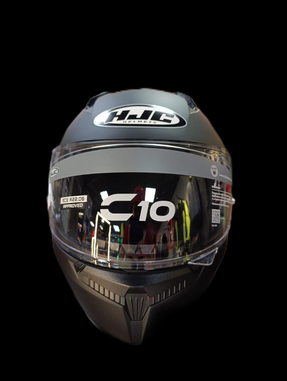 CASCO HJC C10 NEGRO MATE + SPOILER TRASERO (ALERON) + PINLOCK