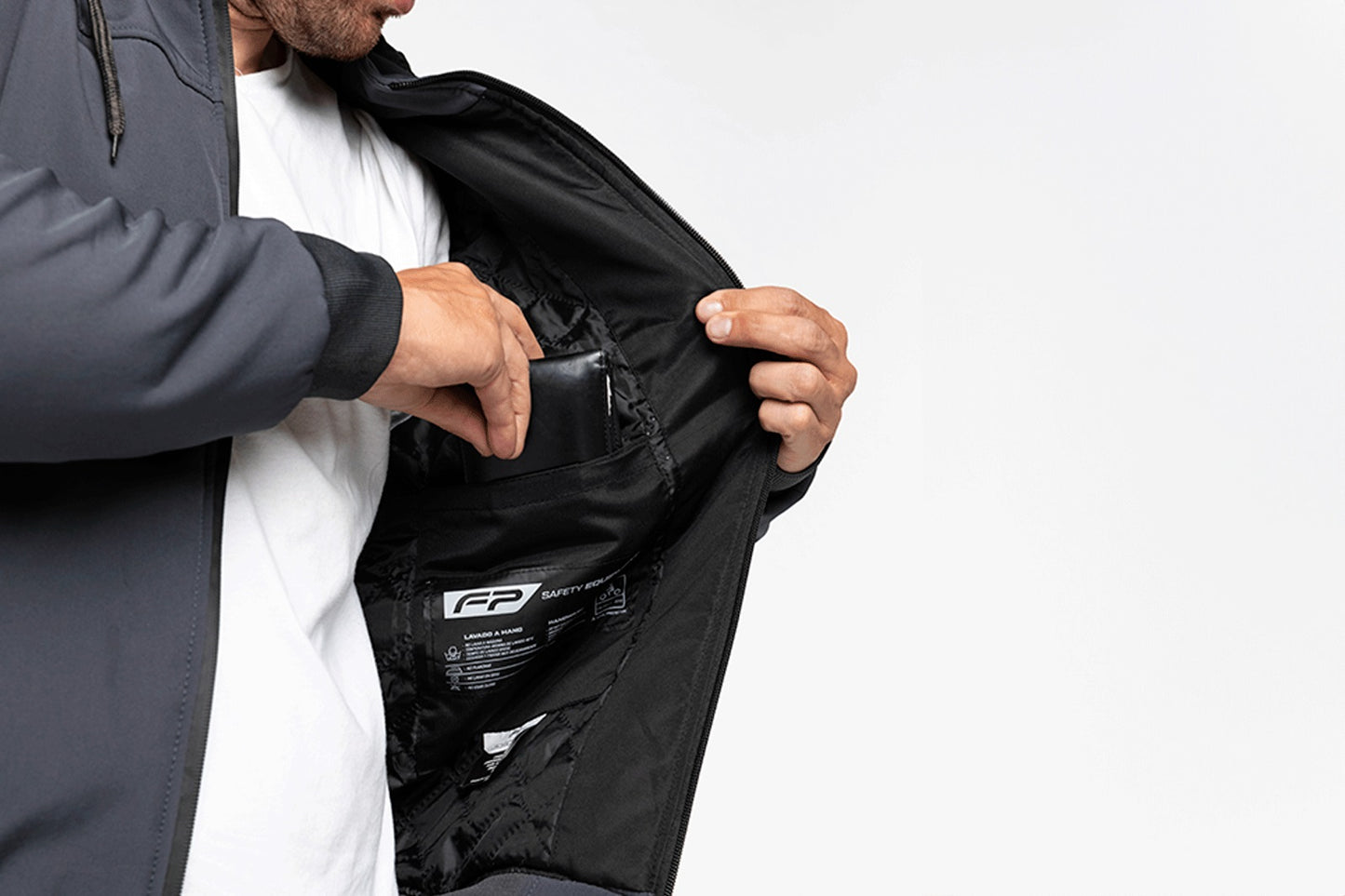 CHAQUETA FP MOTO SECTOR GRIS CON PROTECCIONES