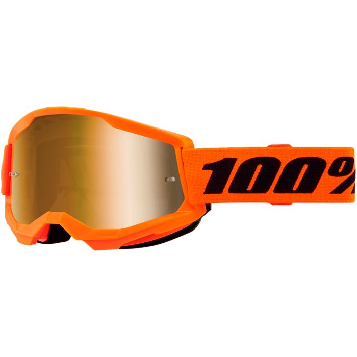 GOGGLES 100% STRATA 2 NARANJA NEON LENTE DORADO ESPEJO