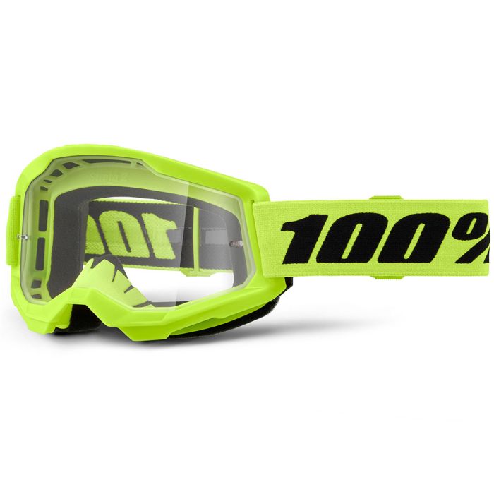 GOGGLES 100% STRATA 2 AMARILLO NEON LENTE TRANSPARENTE