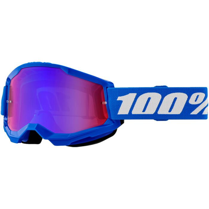 GOGGLES 100% STRATA 2 AZUL LENTE ROJO ESPEJO