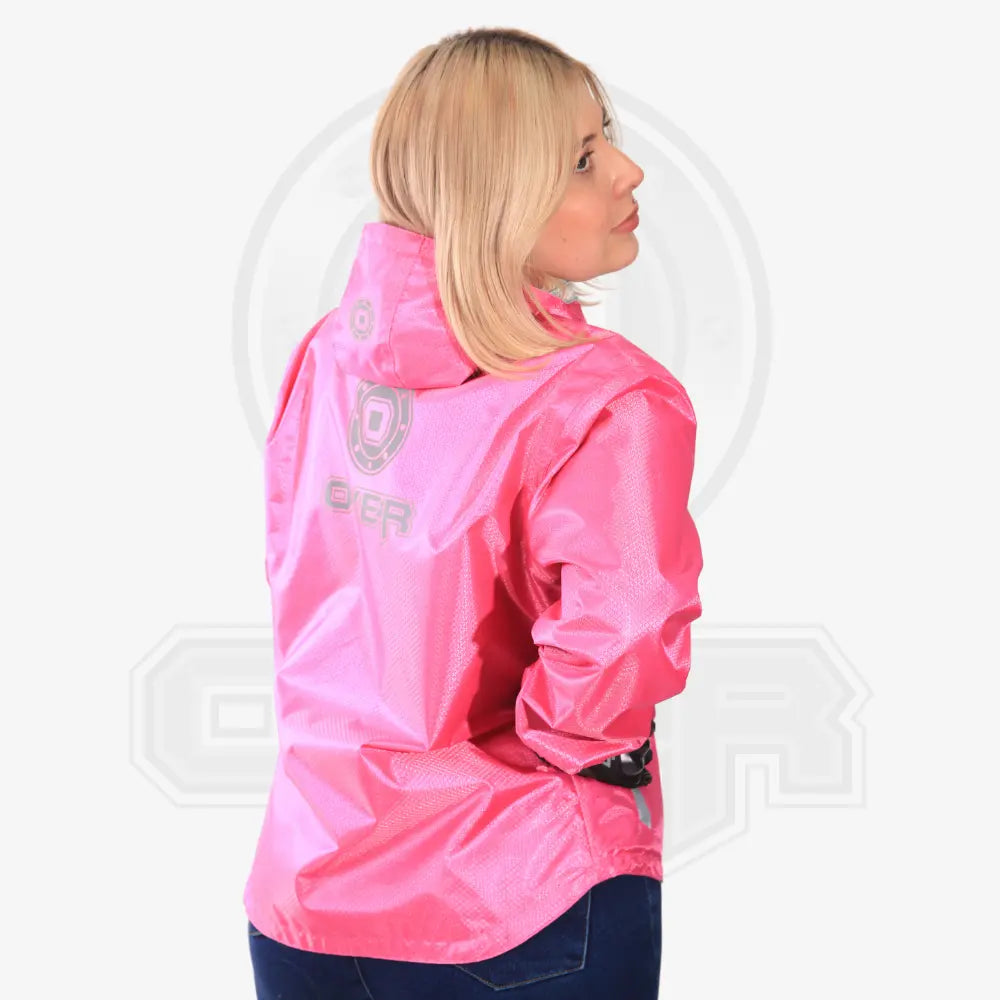 CHAQUETA REFLECTIVA MUJER DOBLE FAZ IMPERMEABLE ROSA OVER