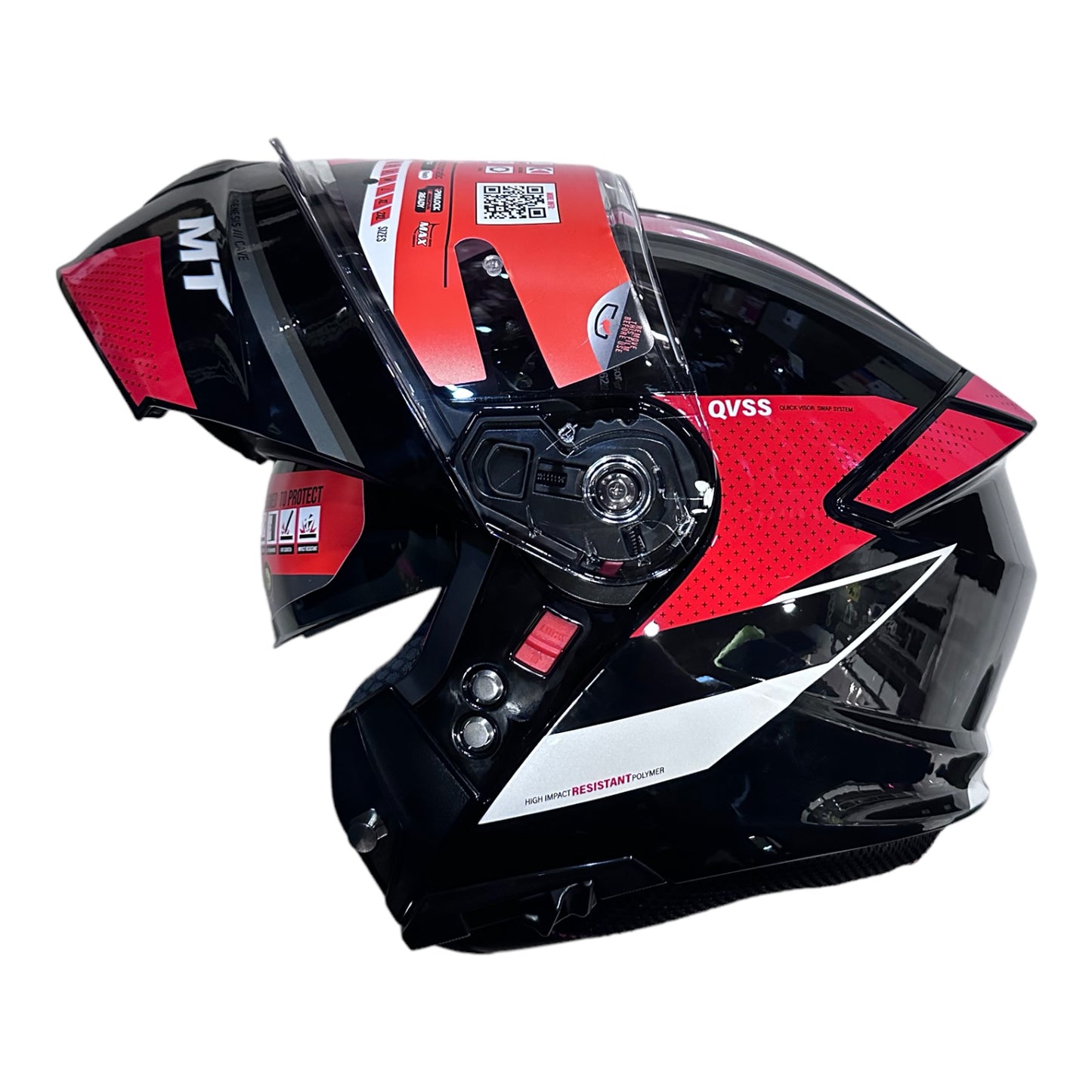 CASCO MT GENESIS CAVE ABATIBLE ROJO BRILLANTE