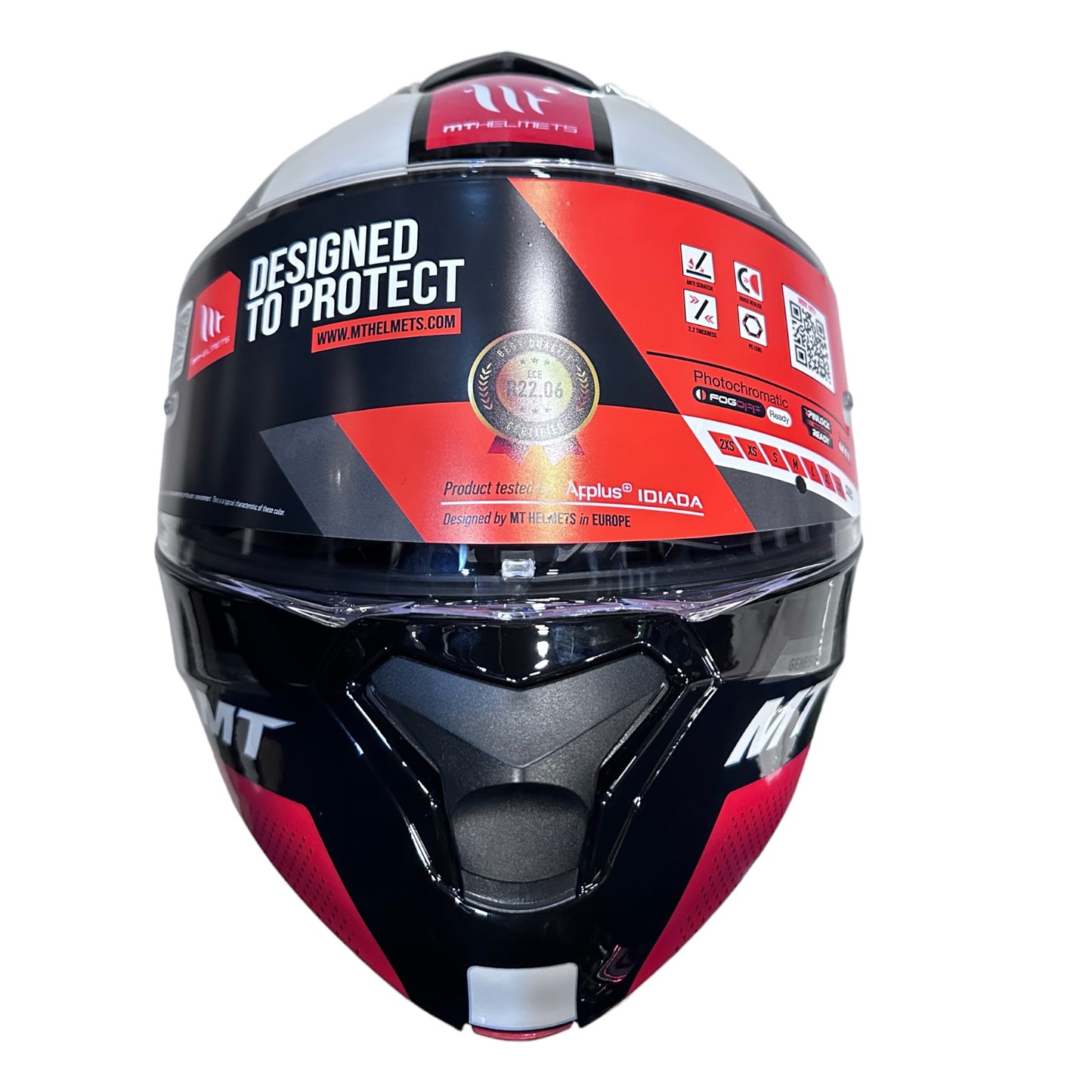 CASCO MT GENESIS CAVE ABATIBLE ROJO BRILLANTE