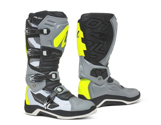 BOTAS FORMA PILOT GRIS BLANCO AMARILLO FLUO