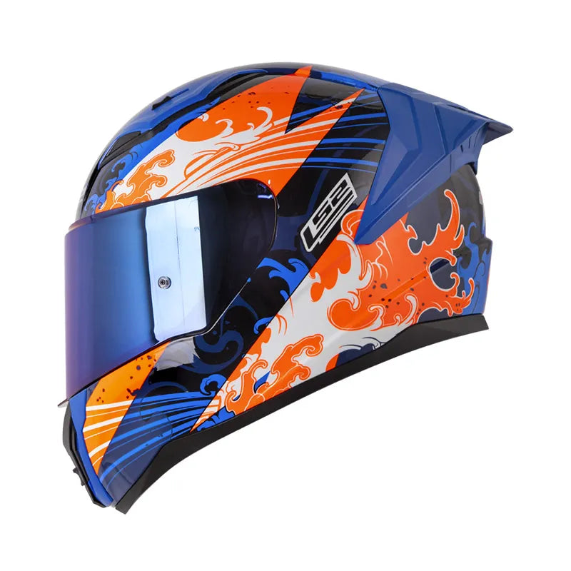 CASCO INTEGRAL LS2 VIGO KAME AZUL OSCURO/NARANJA BRILLANTE VISOR DE COLOR + PINLOCK