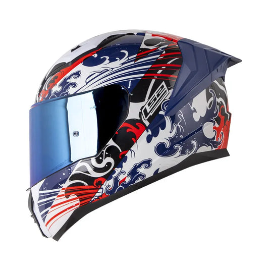 CASCO INTEGRAL LS2 VIGO KAME BLANCO/AZUL BRILLANTE VISOR DE COLOR + PINLOCK