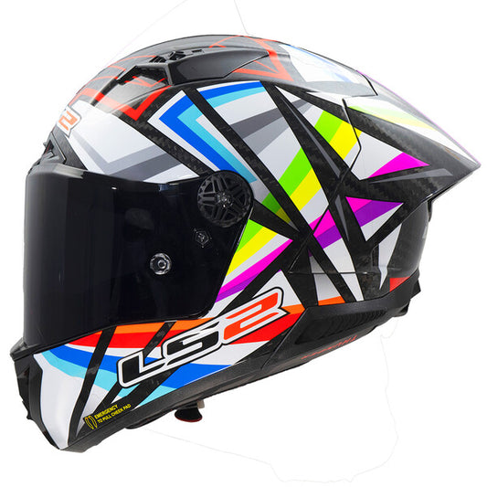 CASCO INTEGRAL LS2 FF 805 THUNDER GP AERO FLASH BLANCO FULL COLOR FIBRA DE CARBONO + PINLOCK + VISOR COLOR HUMO + TEAR OFF + MALETA DE LUJO