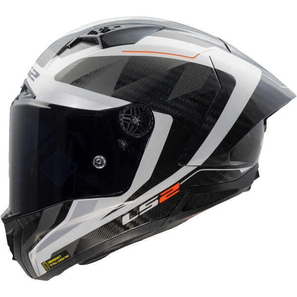 CASCO INTEGRAL LS2 FF 805 THUNDER GP AERO RAUTE BLANCO GRIS FIBRA DE CARBONO + PINLOCK + VISOR COLOR HUMO + TEAR OFF + MALETA DE LUJO