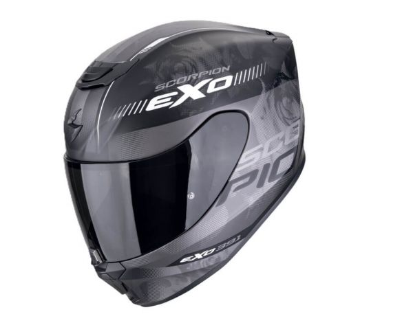 CASCO INTEGRAL SCORPION EXO 391 AVA NEGRO MATE/ PLATEADO VISOR TRANSPARENTE