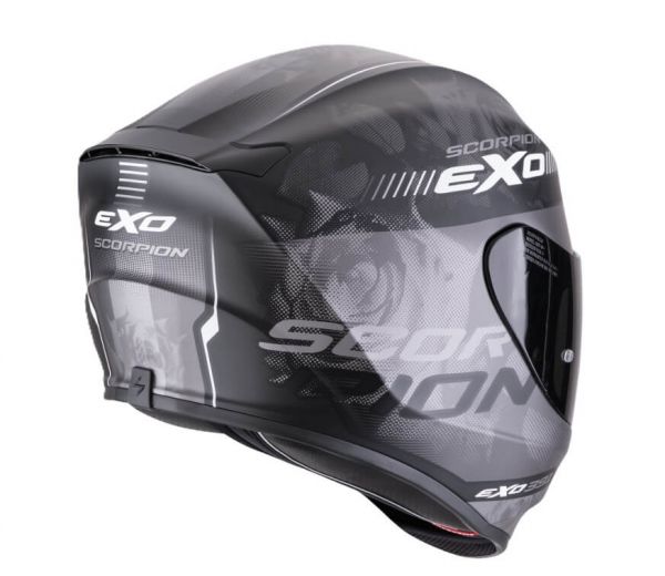 CASCO INTEGRAL SCORPION EXO 391 AVA NEGRO MATE/ PLATEADO VISOR TRANSPARENTE