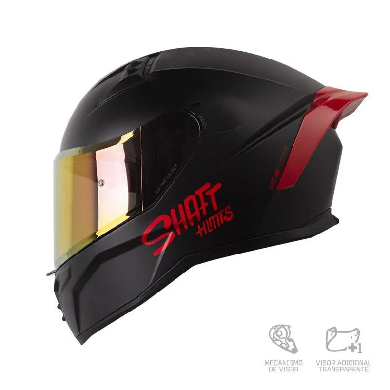 CASCO INTEGRAL SHAFT 504DV SOLID NEGRO MATE ROJO