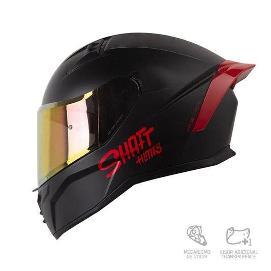 CASCO INTEGRAL SHAFT 504DV SOLID NEGRO MATE ROJO