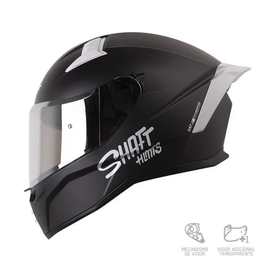 CASCO INTEGRAL SHAFT 504DV SOLID NEGRO MATE VISOR TRANSPARENTE IRIDUM PLATEADO