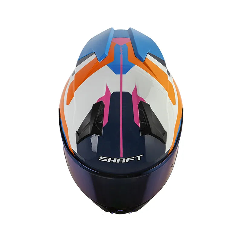 CASCO INTEGRAL SHAFT 560 EVO GUAYBARE NARANJA AZUL BRILLANTE
