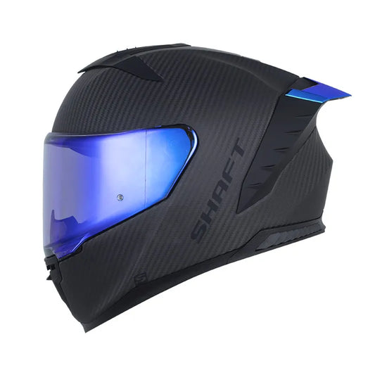 CASCO INTEGRAL SHAFT CARBONITE FIBRA DE CARBONO MATE VISOR HUMO CLARO REVO AZUL