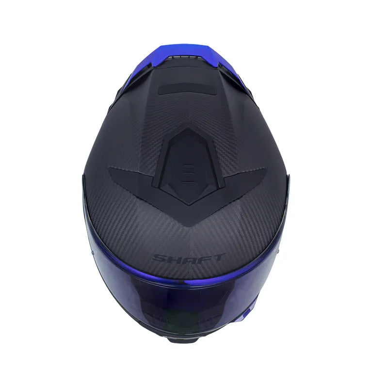 CASCO INTEGRAL SHAFT CARBONITE FIBRA DE CARBONO MATE VISOR HUMO CLARO REVO AZUL