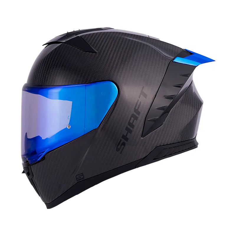 CASCO INTEGRAL SHAFT CARBONITES FIBRA DE CARBONO VISOR HUMO CLARO REVO AZUL