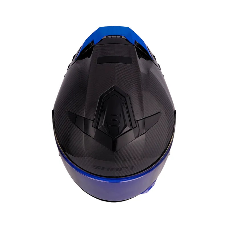 CASCO INTEGRAL SHAFT CARBONITES FIBRA DE CARBONO VISOR HUMO CLARO REVO AZUL