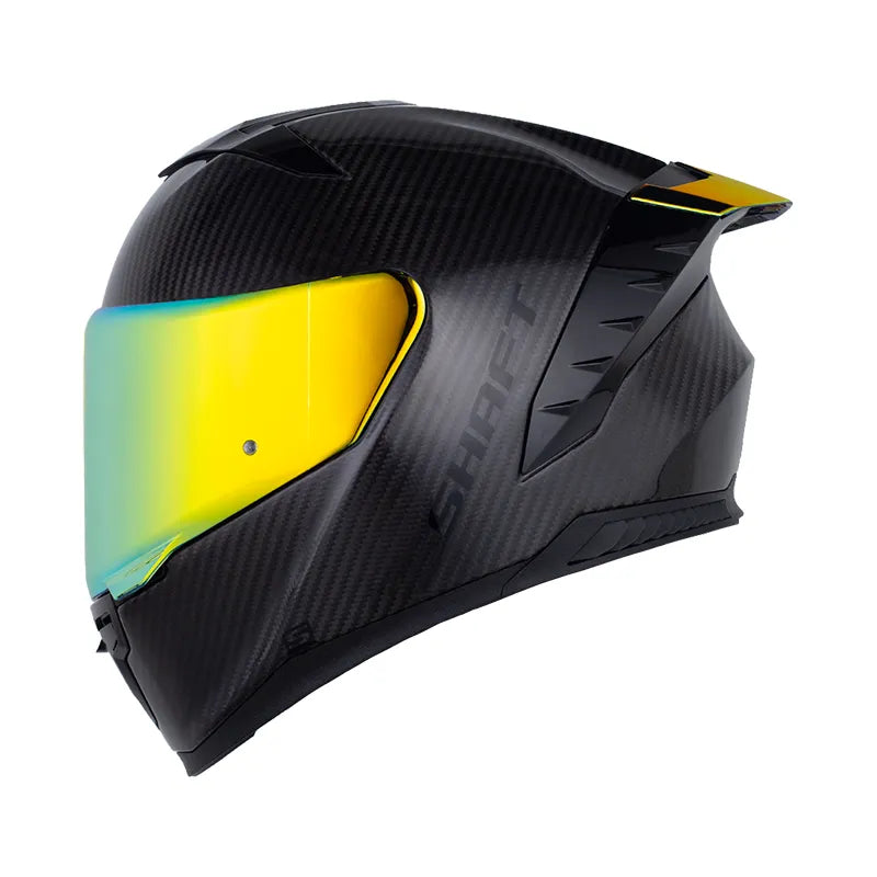 CASCO INTEGRAL SHAFT CARBONITES FIBRA DE CARBONO VISOR REVO DORADO