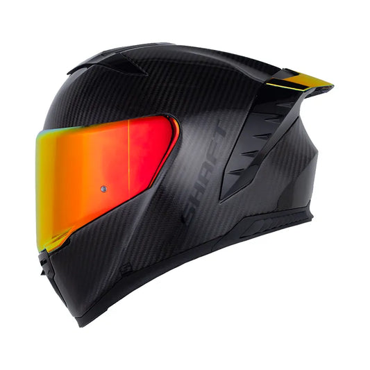 CASCO INTEGRAL SHAFT CARBONITE FIBRA DE CARBONO BRILLANTE VISOR REVO ROJO