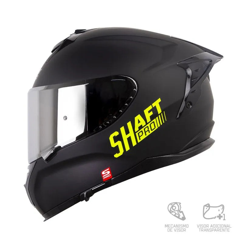 CASCO INTEGRAL SHAFT PRO 610DV EVO SOLID NEGRO MATE/AMARILLO NEON
