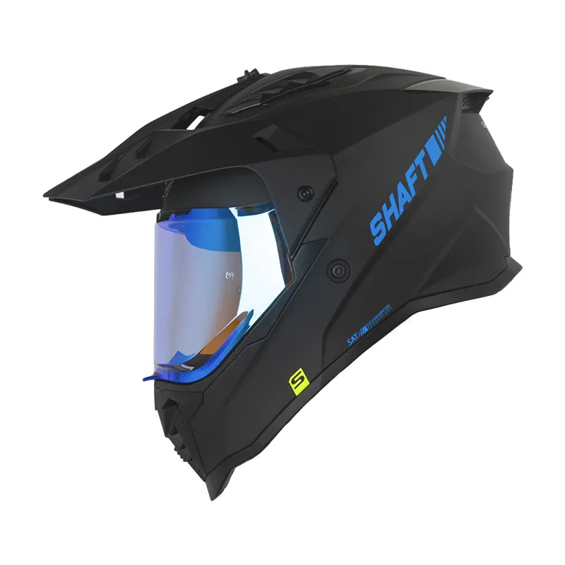 CASCO MULTIPROPOSITO SHAFT MX360 SOLID NEGRO AZUL MATE