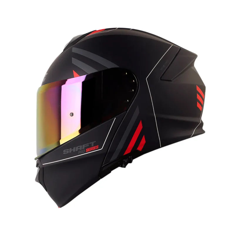 CASCO ABATIBLE SHAFT PRO 4000DV MERLO NEGRO ROJO MATE