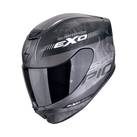 CASCO INTEGRAL SCORPION EXO 391 AVA NEGRO MATE/ PLATEADO VISOR TRANSPARENTE
