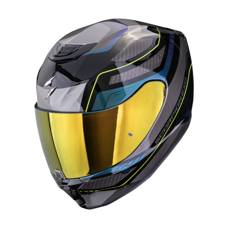 CASCO INTEGRAL SCORPION EXO 391 LEO NEGRO AZUL BRILLO VISOR TRANSPARENTE