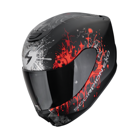 CASCO INTEGRAL SCORPION EXO 391 WOLF NEGRO ROJO MATE VISOR TRANSPARENTE