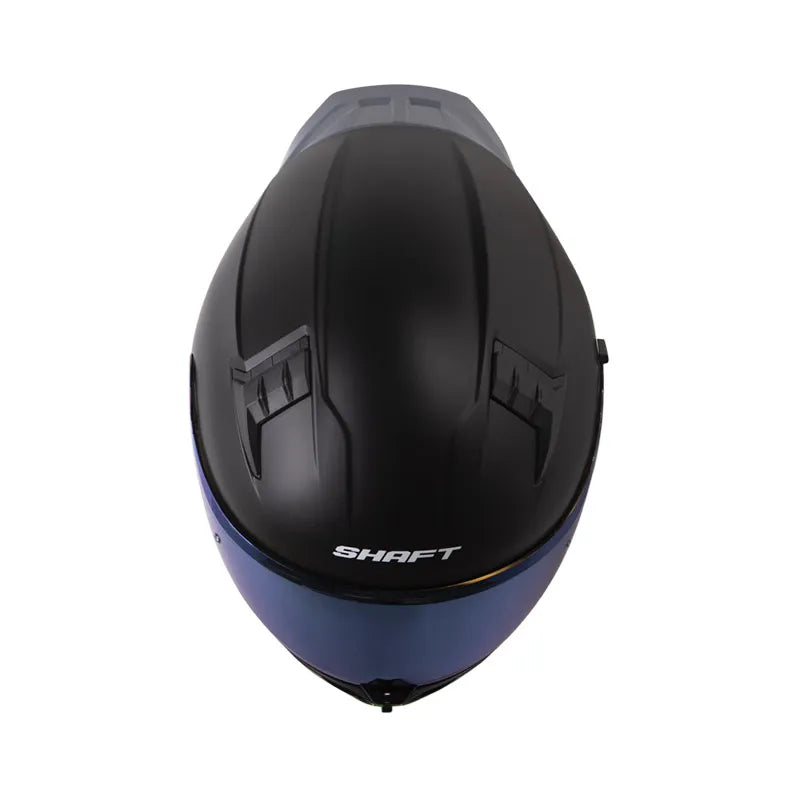 CASCO INTEGRAL SHAFT 504DV SOLID NEGRO MATE VISOR HUMO CLARO IRIDIUM AZUL