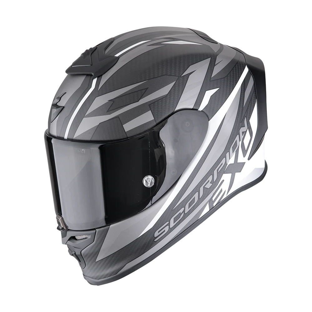 CASCO SCORPION EXO R1 EVO CARBONO AIR RUNNER NEGRO BLANCO MATE