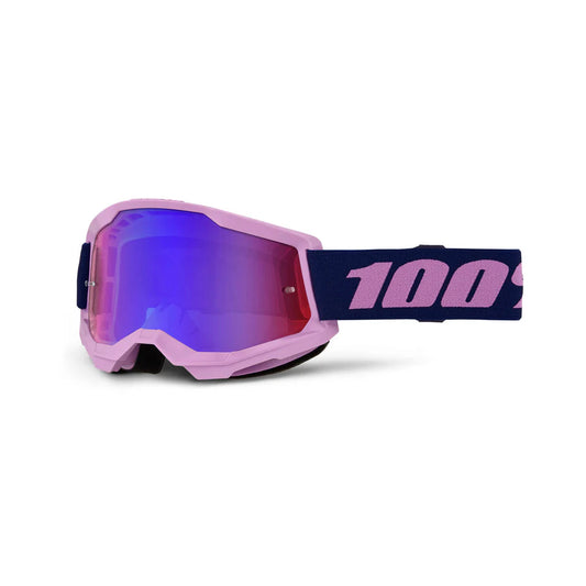 GOGGLE 100% STRATA 2 PURPURA LENTE ROJO AZUL ESPEJO