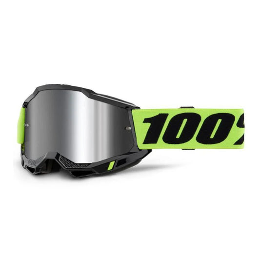 GOGGLES 100% ACCURI 2 AMARILLO NEON LENTE SILVER ESPEJO