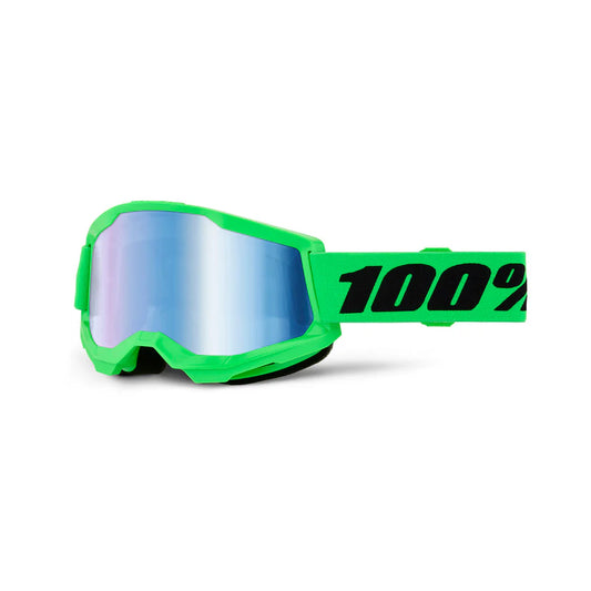 GOGGLE 100% STRATA 2 VERDE NEON LENTE AZUL ESPEJO
