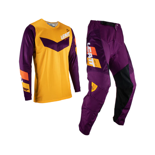 UNIFORME DE MOTOCROSS AMARILLO MORADO LEATT PARA NIÑO