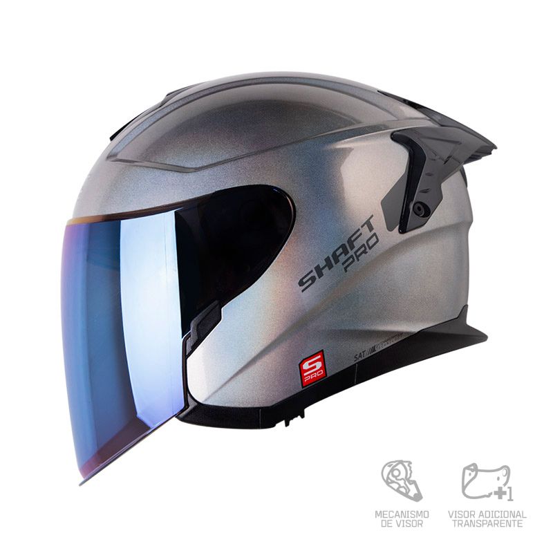 CASCO ABIERTO SHAFT PRO SERIES 240DV SOLID GRIS CLARO METALIZADO CAMALEON