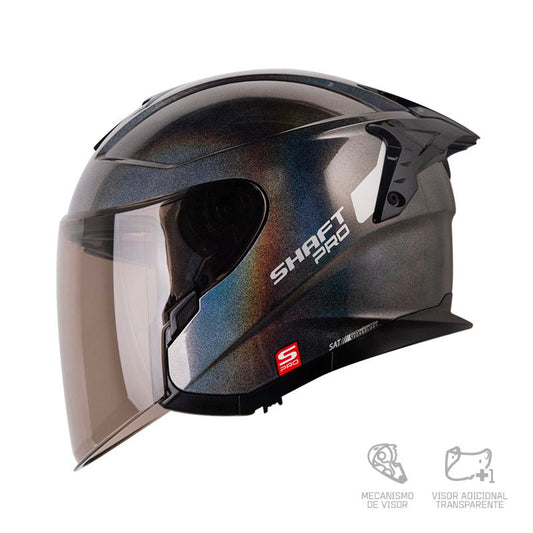 CASCO ABIERTO SHAFT PRO SERIES 240DV SOLID GRIS OSCURO METALIZADO CAMALEON