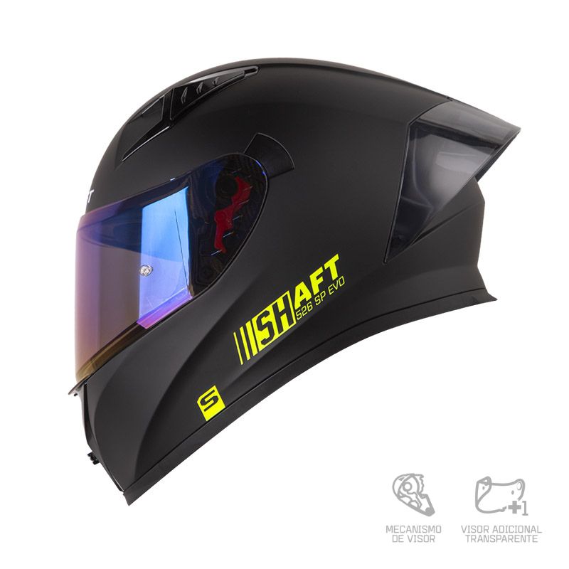 CASCO INTEGRAL SHAFT 526SP EVO SOLID NEGRO MATE AMARILLO