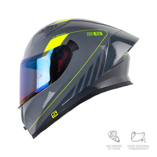 CASCO INTEGRAL SHAFT 526SP EVO RH-FORZA GRIS OSCURO AMARILLO BRILLANTE