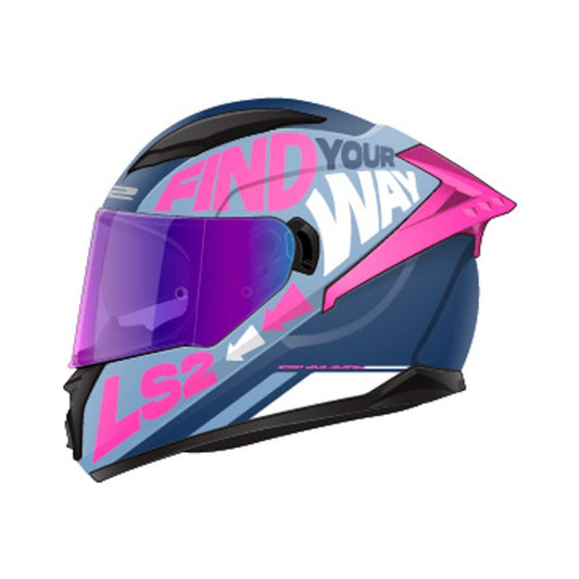 CASCO INTEGRAL LS2 FF806 FUSION LIL SIMZ AZUL ROSA BRILLANTE + PINLOCK