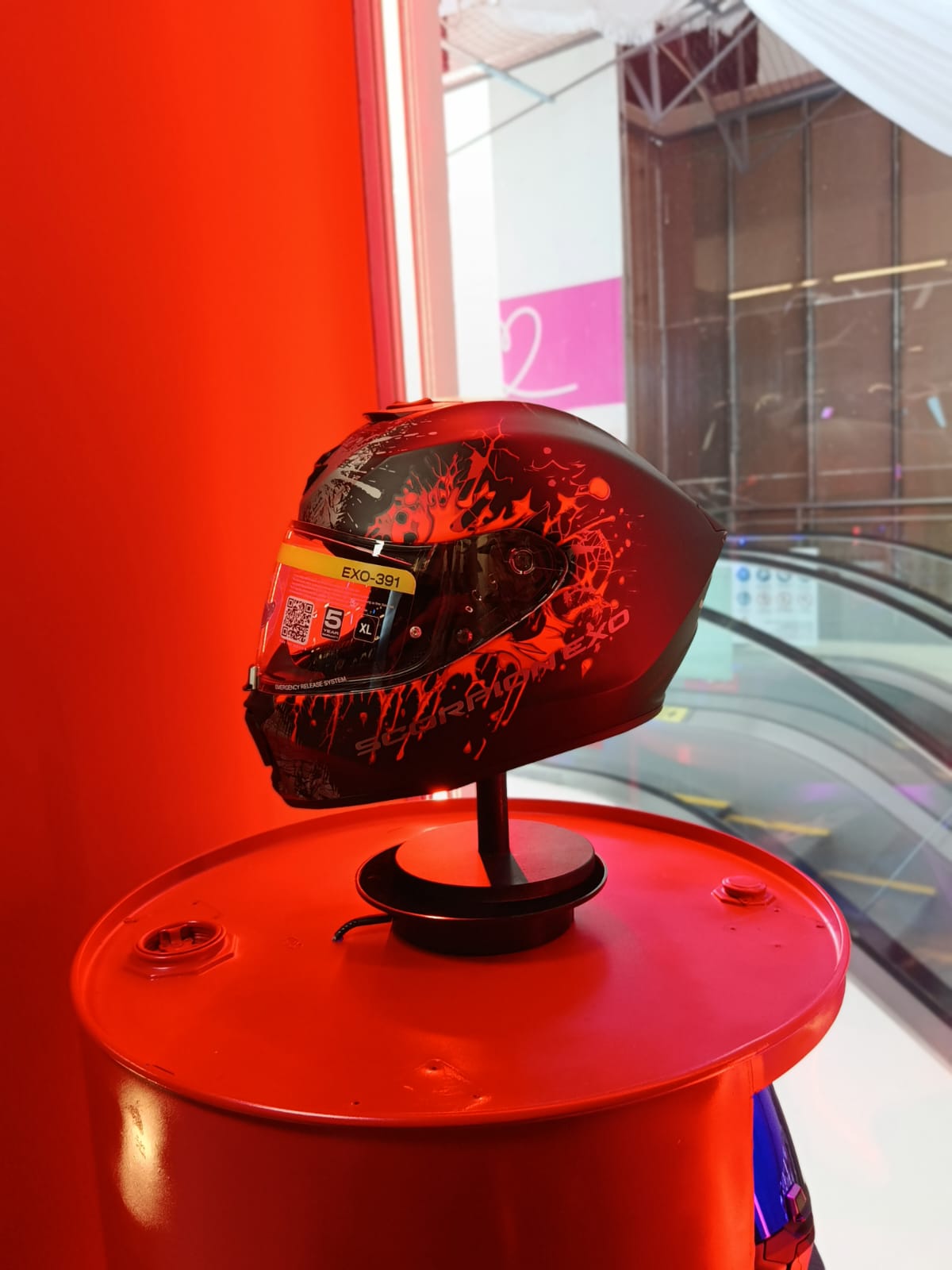 CASCO INTEGRAL SCORPION EXO 391 WOLF NEGRO ROJO MATE VISOR TRANSPARENTE